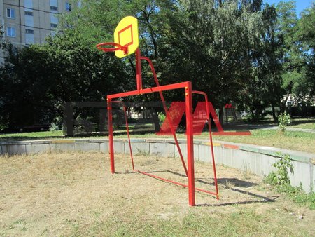 Ворота міні-футбольні розбірні з баскетбольним щитом без сітки (розбірні)