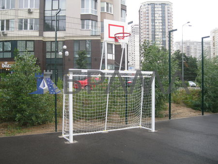 Ворота міні-футбольні розбірні з баскетбольним щитом без сітки (розбірні)