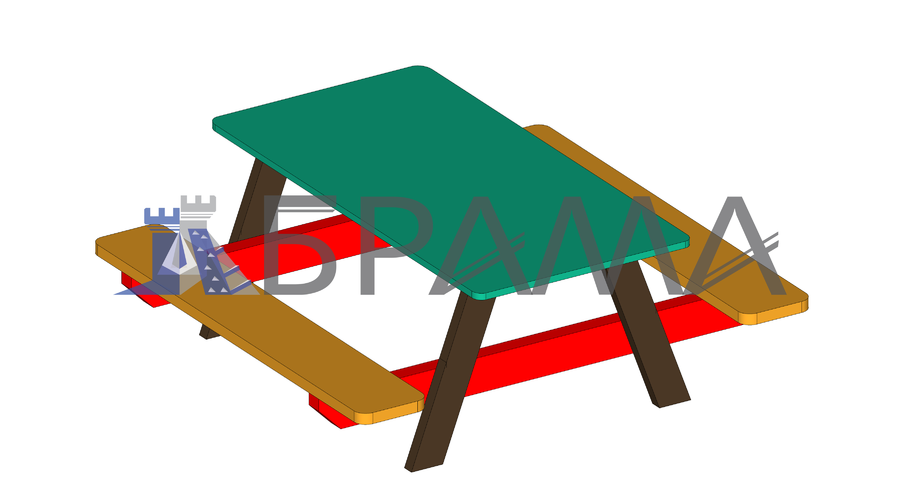 (М-1104) Стіл ігровий з лавками деревяний1
