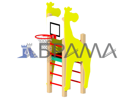 Шведская стенка с баскетбольным кольцом "Жираф"